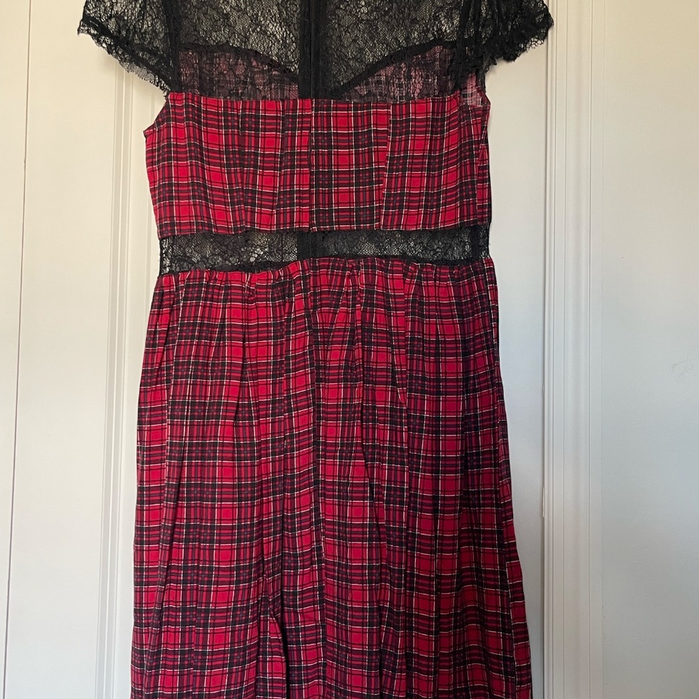 Royal Bones Plaid & Lace Gothic Dress | Size M - Picture 4 of 4